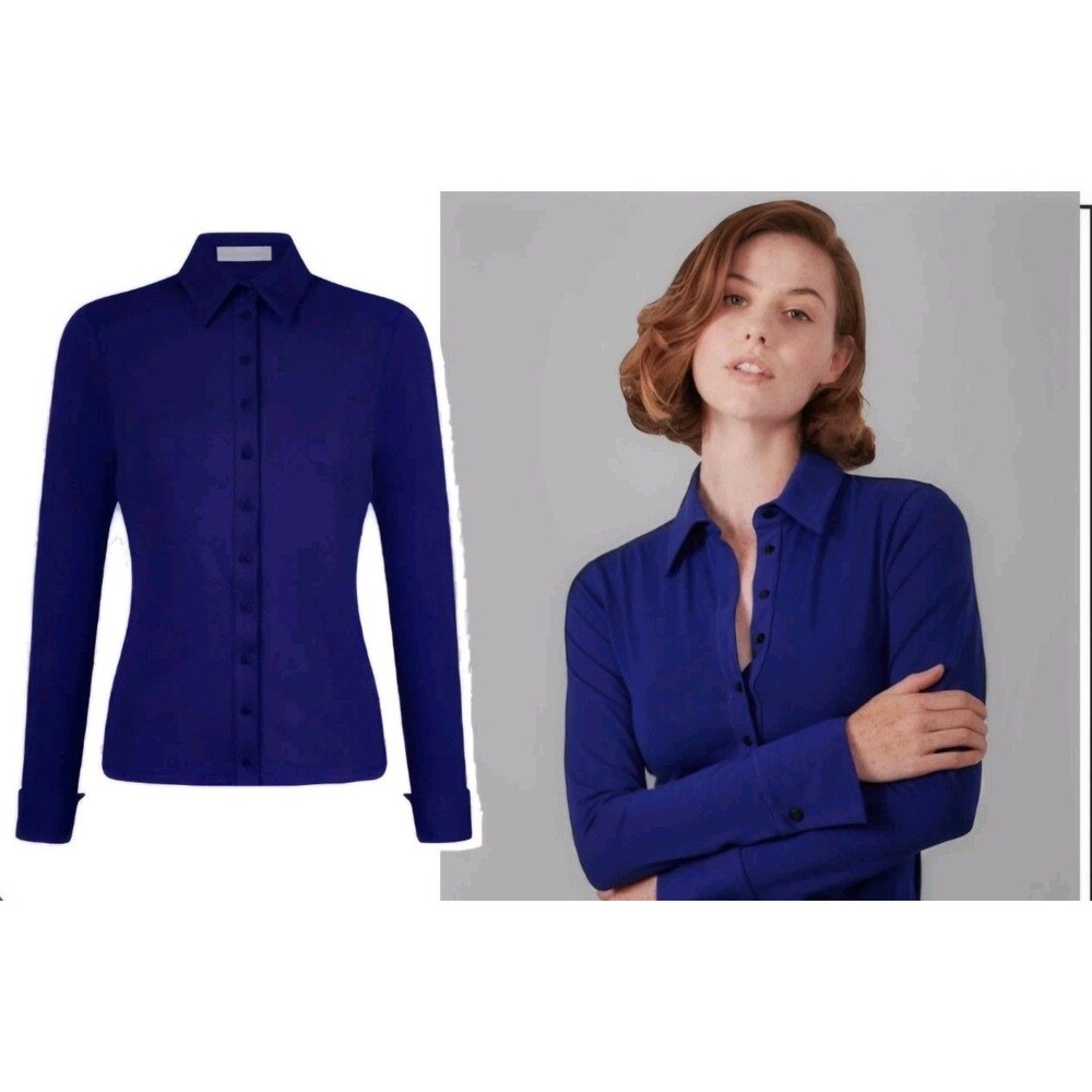 Anne Fontaine Nuage Blue Long Sleeve Shirt with French Cuffs FR 40 US 6